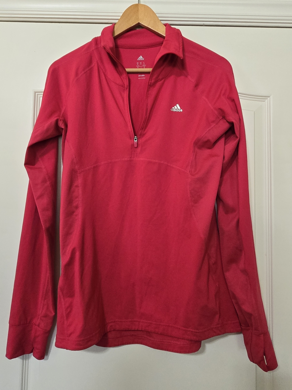 adidas Women's Bright Pink Half-Zip Pullover Athletic Casual Sporty